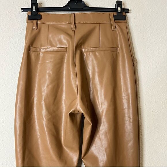 Abercrombie & Fitch “The Skinny Ultra High Rise” Vegan Leather Split-Hem Pant - Picture 6 of 8